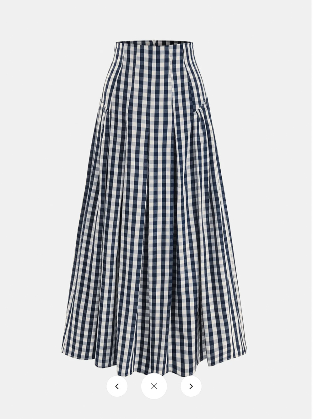 NWT commense Gingham High-Waisted Pleated Midi Skirt Sz L